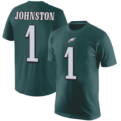 Men Philadelphia Eagles #1 Cameron Johnston Green Rush Pride Name and Number NFL T Shirt->nfl t-shirts->Sports Accessory